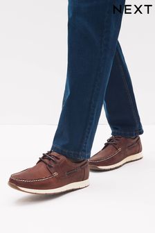 Dark Tan Leather Boat Shoes (C64065) | $83