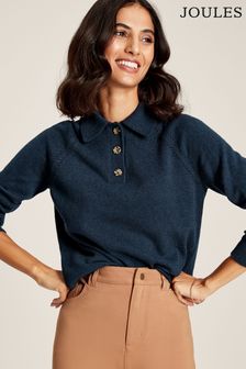 Joules Mia Navy Blue Pointelle Jumper With Collar (C64078) | 84 €