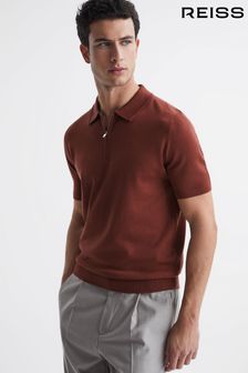 Рубашка поло из мериносовой шерсти с короткой молнией Reiss Maxwell (C64432) | €134