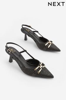 Black Forever Comfort® Hardware Point Slingback Heel Shoes (C64469) | €24