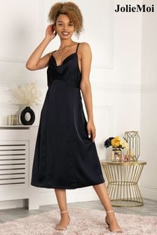 Черное платье миди с драпировкой Jolie Moi Reene (C64654) | €49