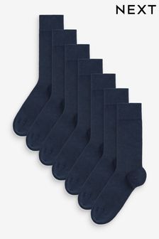Navy Blue 7 Pack Mens Cotton Rich Socks (C64696) | $21