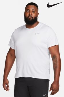 White - Nike Miler Dri-fit Uv Running T-shirt (C64713) | kr600