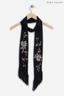 Mint Velvet Black Embroidered Skinny Scarf (C64748) | 44 €