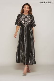 Frock And Frill Black Embellished Midi Dress (C64779) | 556 zł