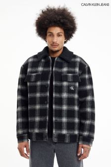 Calvin Klein Jeans Black Sherpa Check Trucker Jacket (C65145) | €169