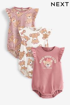 Mink Brown Bear Baby Rompers 3 Pack (C65236) | €21 - €26