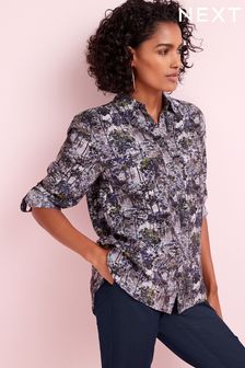 Grey Forest Scenic Print Long Sleeve Utility Shirt (C65277) | €18