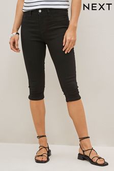 Black Pedal Pusher Cropped Jeans (C65353) | $33