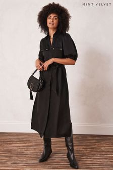Mint Velvet Black Linen Blend Shirt Dress (C65369) | €91
