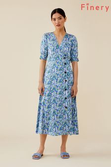 Finery Blue Ashling Midi Floral Dress (C65451) | ₪ 414