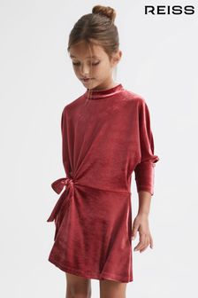 Reiss Pink Esme Junior Velvet Tie Side Dress (C65589) | OMR38