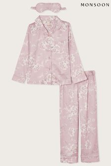 Monsoon Satin Roses Pyjamas And Mask Set (C65777) | kr590 - kr620