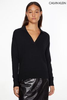 Calvin Klein Pullover mit weitem Ausschnitt, Schwarz (C65817) | 109 €