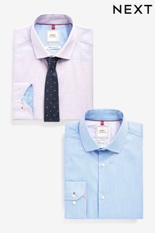 Pink Check/Blue Stripe Regular Fit Single Cuff Shirts 2 Pack (C65824) | €30