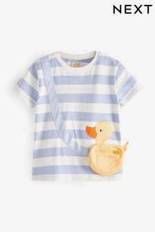 Blau gestreift mit Entenmotiv - Kurzärmeliges T-Shirt (3 Monate bis 7 Jahre) (C65956) | 7 € - 8 €