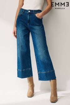 Niebieskie jeansy Emme Marella Kentia z szerokimi nogawkami i głębokim dołem (C66014) | 695 zł