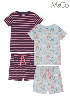 M&Co Pink Short Pyjama Set Two Pack (C66114) | $28 - $33