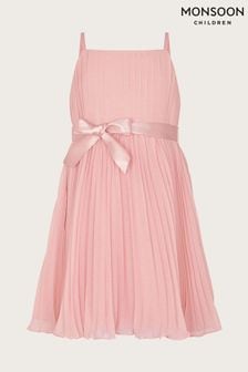 Różowa plisowana sukienka szyfonowa Monsoon Penelope (C66272) | 125 zł - 140 zł