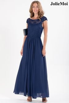 Niebieska sukienka maxi z kolekcji ślubnej Jolie Moi z koronkową górą (C66762) | 225 zł