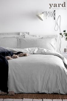 The Linen Yard Grey Hebden Striped Duvet Cover and Pillowcase Set (C66824) | €35 - €68