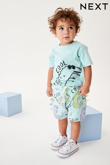 Komplet majice s kratkimi rokavi s 3d konicami in kratkih hlač s krokodilom (3 mesecev–7 let) (C66834) | €12 - €14