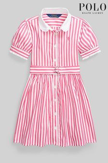 Polo Ralph Lauren Girls Stripe Short Sleeve Logo Shirt Dress (C66981) | €44 - €49