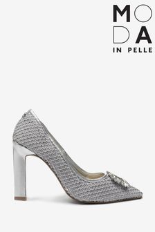 נעלי עקב של Moda In Pelle בעיטור רשת קריסטל בגוון כסף עם גימור בחלק העליון (C67073) | ‏512 ₪