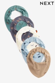 藍色／米色恐龍圖案 - 嬰兒圍兜5件裝 (C67118) | HK$105