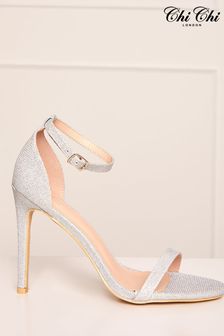 Chi Chi London Silver Barely There High Heel Sandals (C67227) | €100
