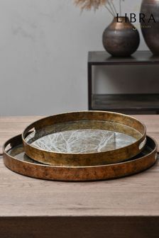 Libra Set of 2 Gold Trays With Tree Design (C67338) | €158