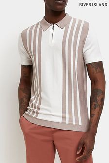 River Island Polo-Shirt mit vertikalen Streifen, Creme (C67524) | 44 €