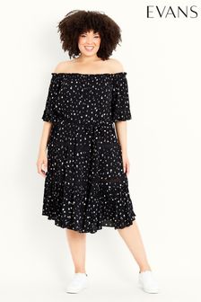Evans Black Print Frill Sleeve Dress (C67586) | 43 €
