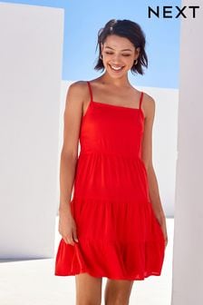 Red Mini Tiered Cami Summer Dress (C67703) | $29
