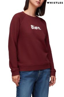 Bordowo-czerwony sweter Whistles z logo Bien (C67717) | 250 zł