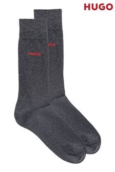 HUGO Grey Cotton Blend Logo Socks 2 Pack (C67746) | $22