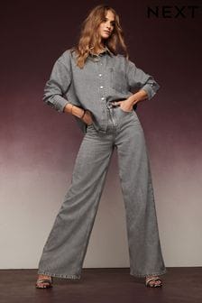 Grey - Tencel™ Wide Leg Jeans (C67790) | BGN112