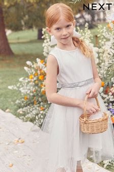 Ivory White Tulle Party Dress (3-16yrs) (C67796) | €32 - €39