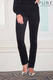 Pure Collection Black Washed Velvet Jeans (C67963) | $170
