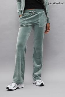 Зеленый - Велюровые спортивные брюки прямого кроя Juicy Couture (C68052) | €117