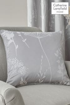 Catherine Lansfield Silver Meadowsweet Floral Jacquard Cushion (C68100) | 17 €