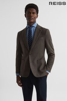 Reiss Mouse Melange Select Single Breasted Slim Fit Flannel Blazer (C68231) | €245