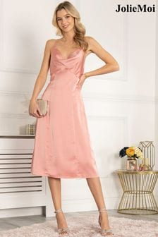 Jolie Moi Pink Reene Cowl Neck Midi Dress (C68252) | €49