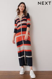 Multi Striped Button Through Knitted Midi Dress (C68262) | €61.50