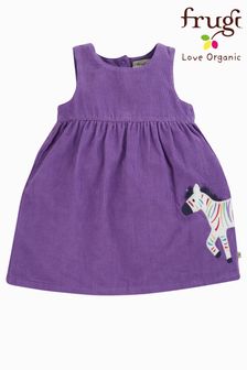 Frugi Purple Organic Cotton Cord Rainbow Zebra Print Dress (C68307) | €43 - €45