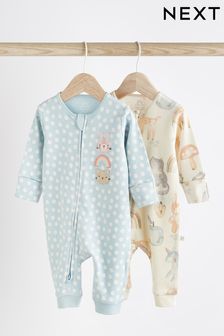 Blue Footless Zip Baby Sleepsuits 2 Pack (0mths-2yrs) (C68377) | $25 - $28
