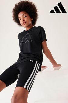 adidas Black Junior Train Essentials AEROREADY 3-Stripes Training Biker Leggings (C68394) | $29