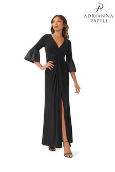 Adrianna Papell Twist Front Black Jersey Gown (C68421) | DKK1,865