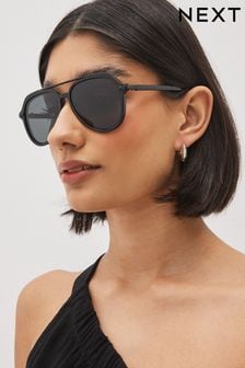 Polarised Black Aviator Style Sunglasses (C68434) | 6 BD