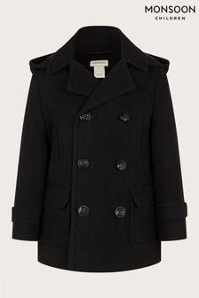 Monsoon Black Double Breasted Peacoat With Hood (C68604) | $126 - $153